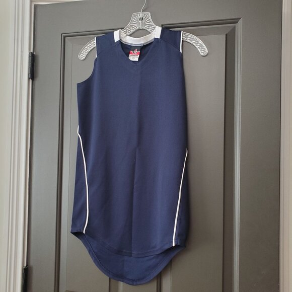 Alleson Athletic Girls Tennis Dress Uniform Size L (10/12) Blue White Jersey - Picture 3 of 9
